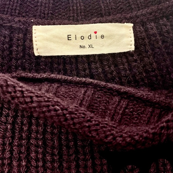 Elodie Purple Cold Shoulder Knit Sweater XL - Picture 7 of 8